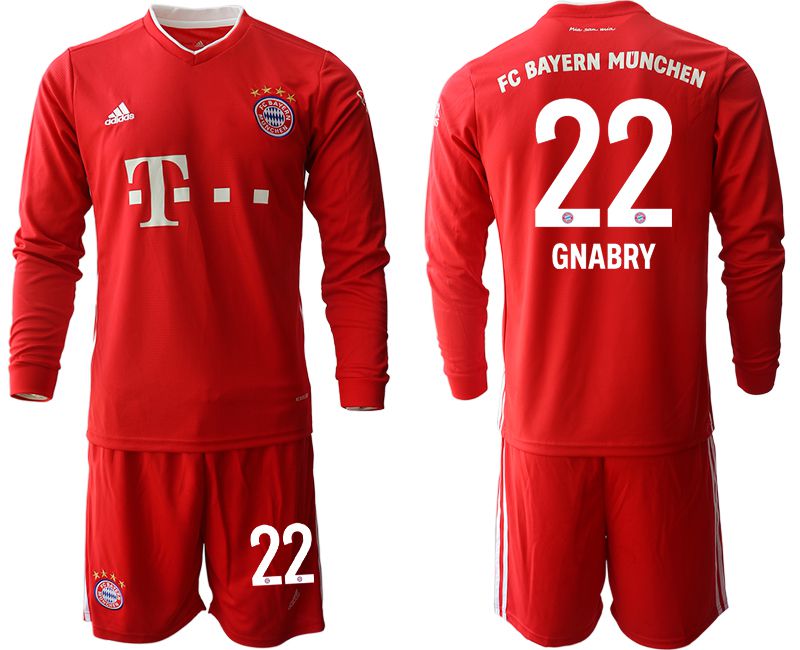 Men 2020-2021 club Bayern Munich home long sleeves #22 red Soccer Jerseys->->Soccer Club Jersey